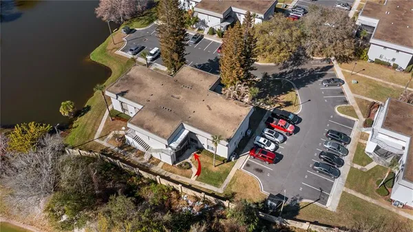 an aerial view of a house