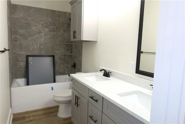 a bathroom with a sink and a toilet