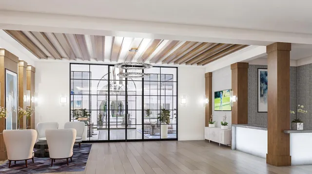 a living room with furniture