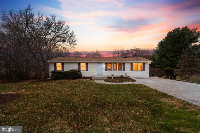 a front view of a house with yard and green space