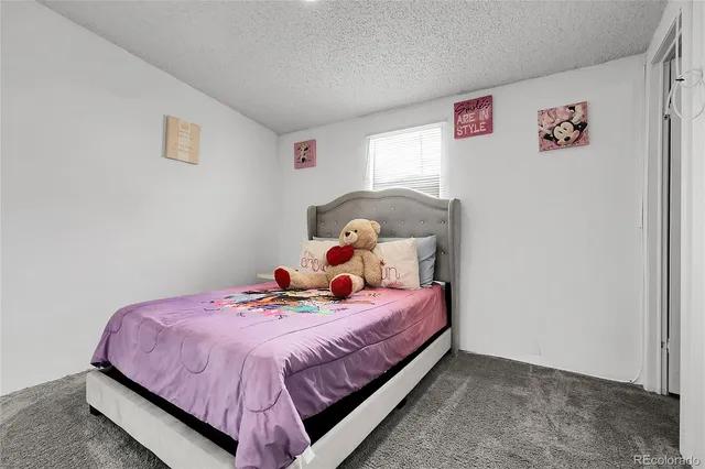 a bedroom with a bed and dresser