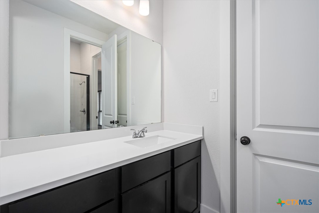 412 Pin Cherry Pass San Marcos, TX 78666 - Photo 28 of 47 a bathroom with a sink and a mirror