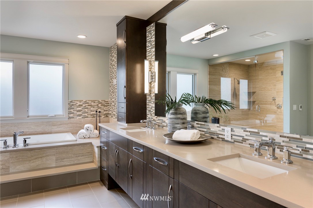 212 5th Avenue West Kirkland, WA 98033 - Photo 27 of 36 a bathroom with a double vanity sink mirror and double