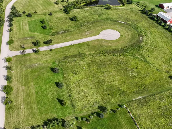 a bathroom with a small yard