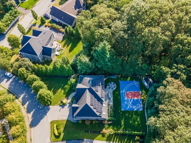 an aerial view of a house