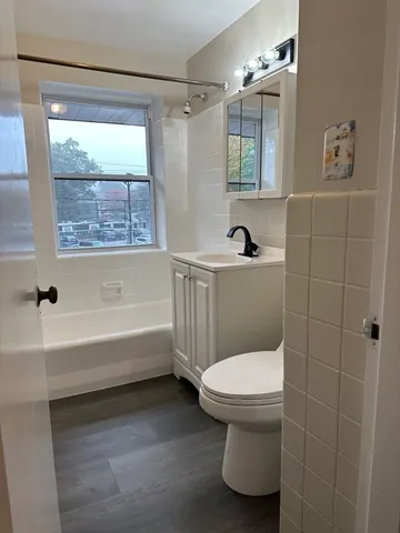 a bathroom with a toilet and a bathtub