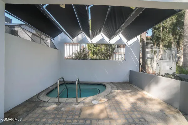 a view of a terrace with sky view