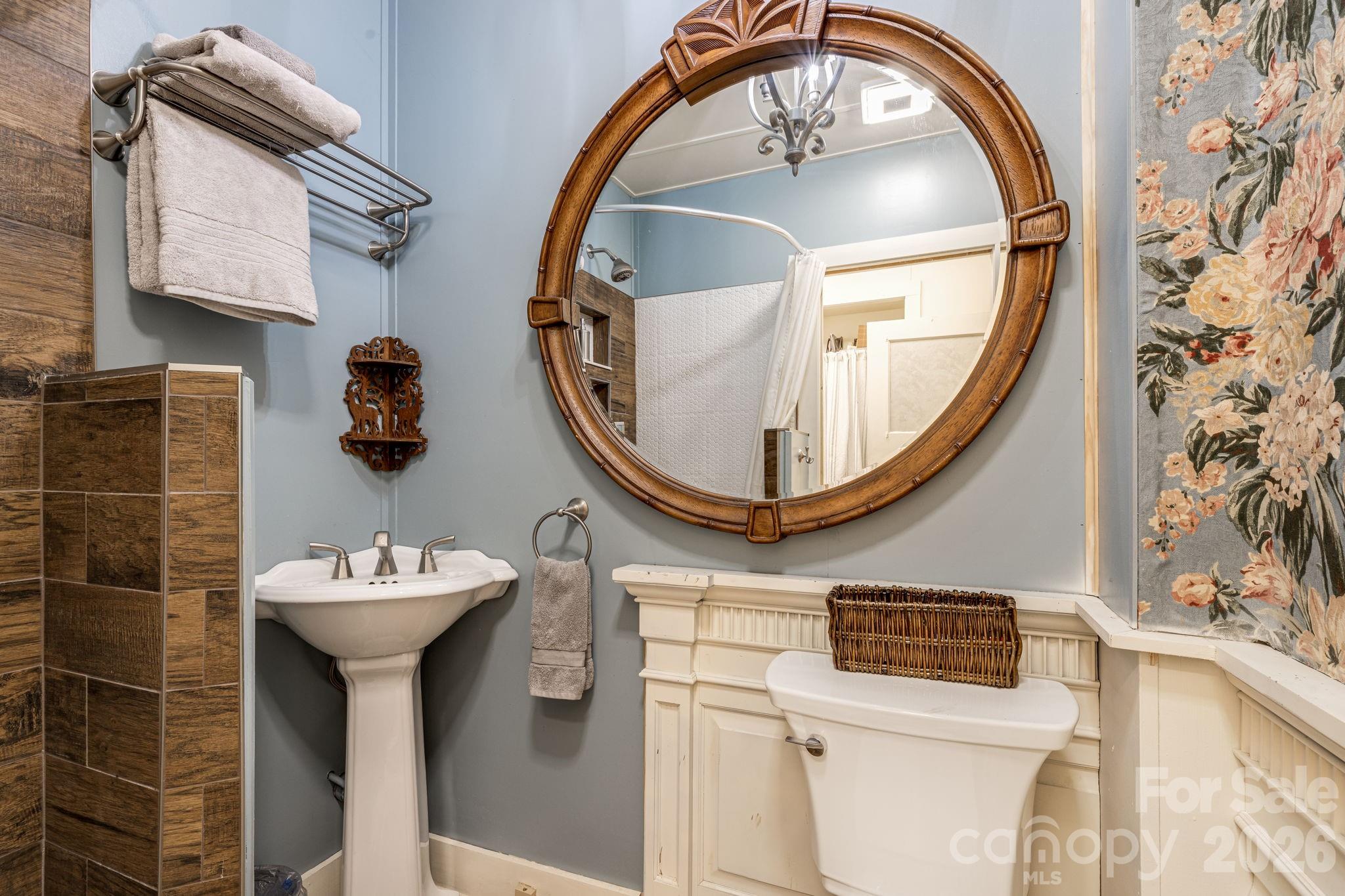 29 Walnut Street Hot Springs, NC 28743 - Photo 18 of 46 a bathroom with a sink and a mirror