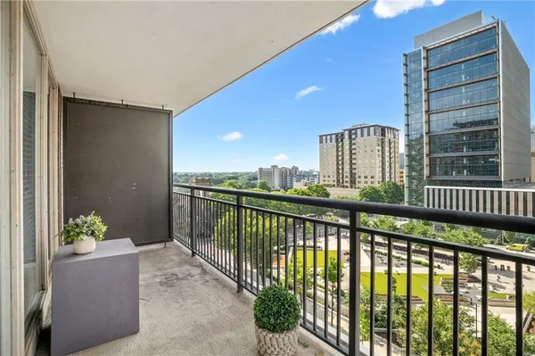 a city view from balcony