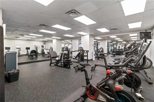 a view of a room with gym equipment