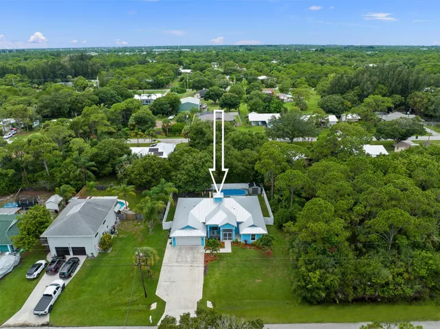 an aerial view of a house