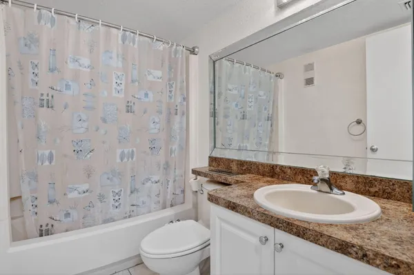 a bathroom with a sink toilet a mirror and shower