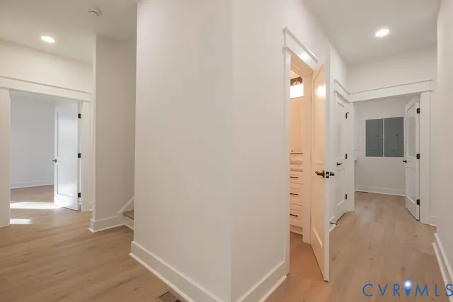 wooden floor with white walls