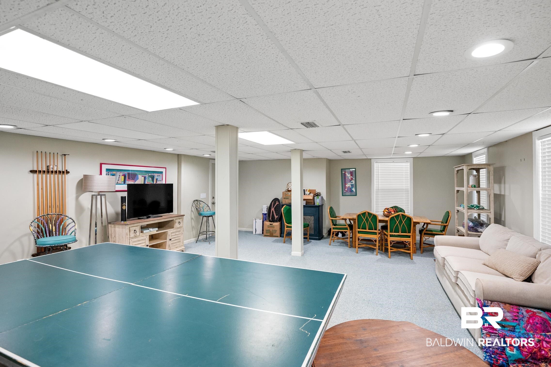 30388 River Road Orange Beach, AL 36561 - Photo 56 of 72 Game room with carpet floors, recessed lighting, visible vents, and a paneled ceiling