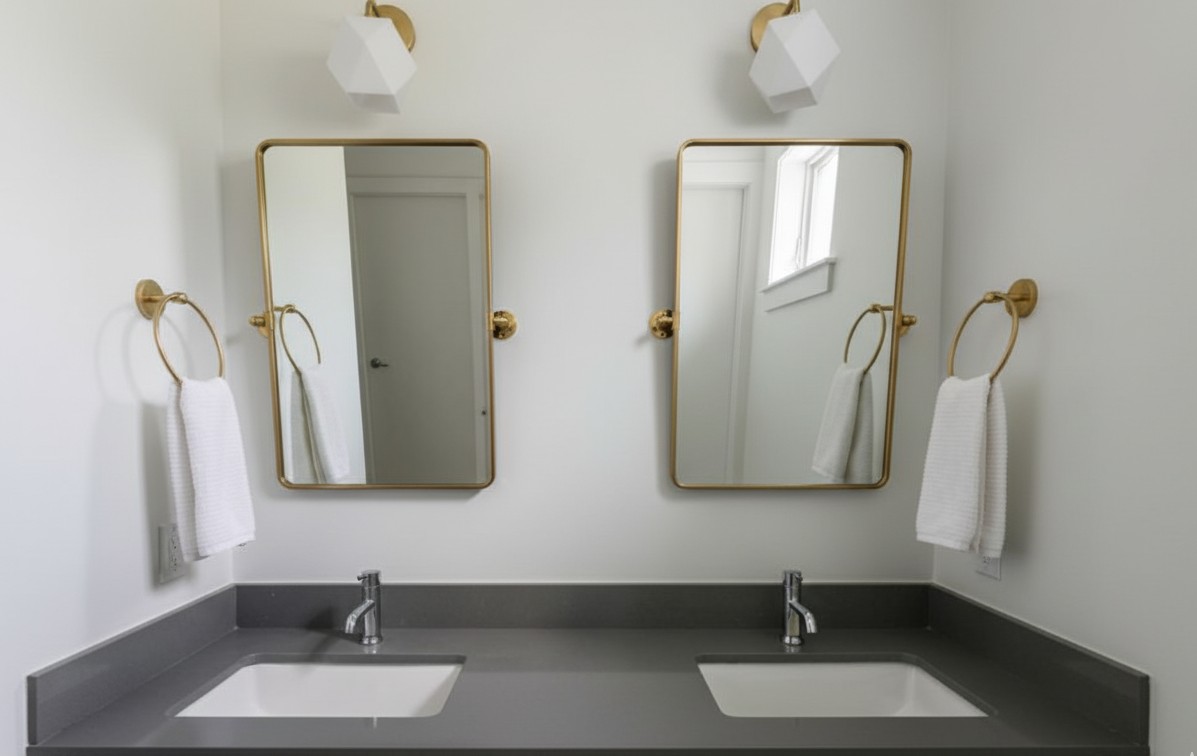 3001 Del Curto Road, Unit 14 Austin, TX 78704 - Photo 10 of 18 a bathroom with double vanity sinks and a mirror