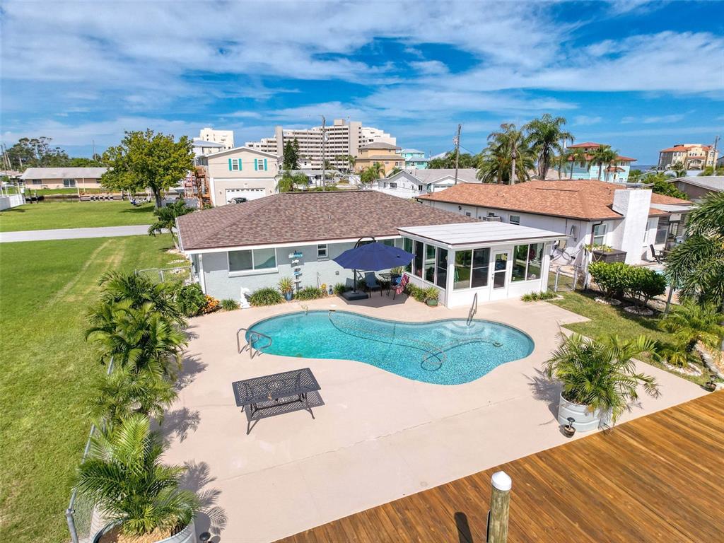 an aerial view of a house