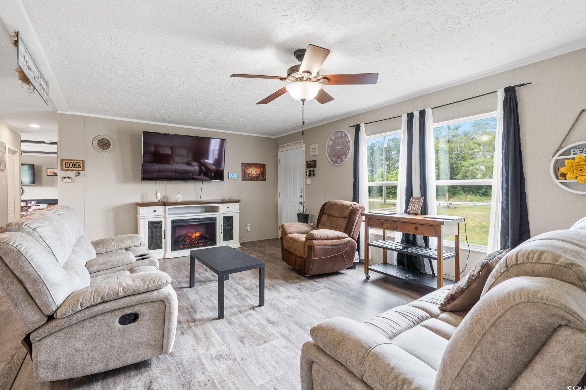 167 Dove Road Loris, SC 29569 - Photo 9 of 40 Living room featuring a textured ceiling, wood fin