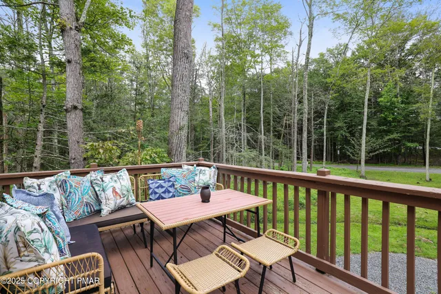 a view of a patio with furniture