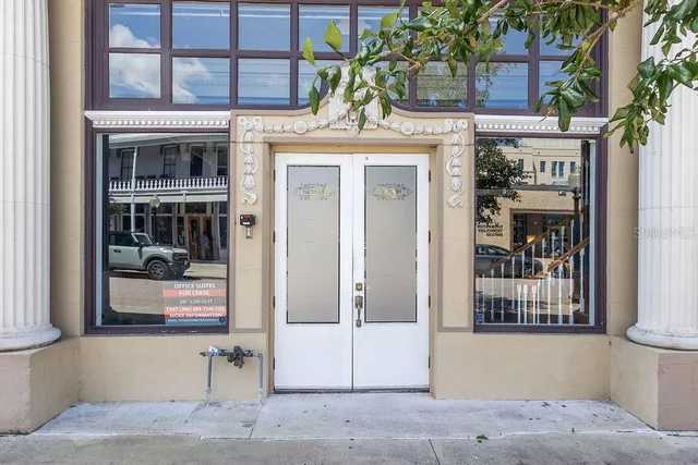 a view of a building entrance