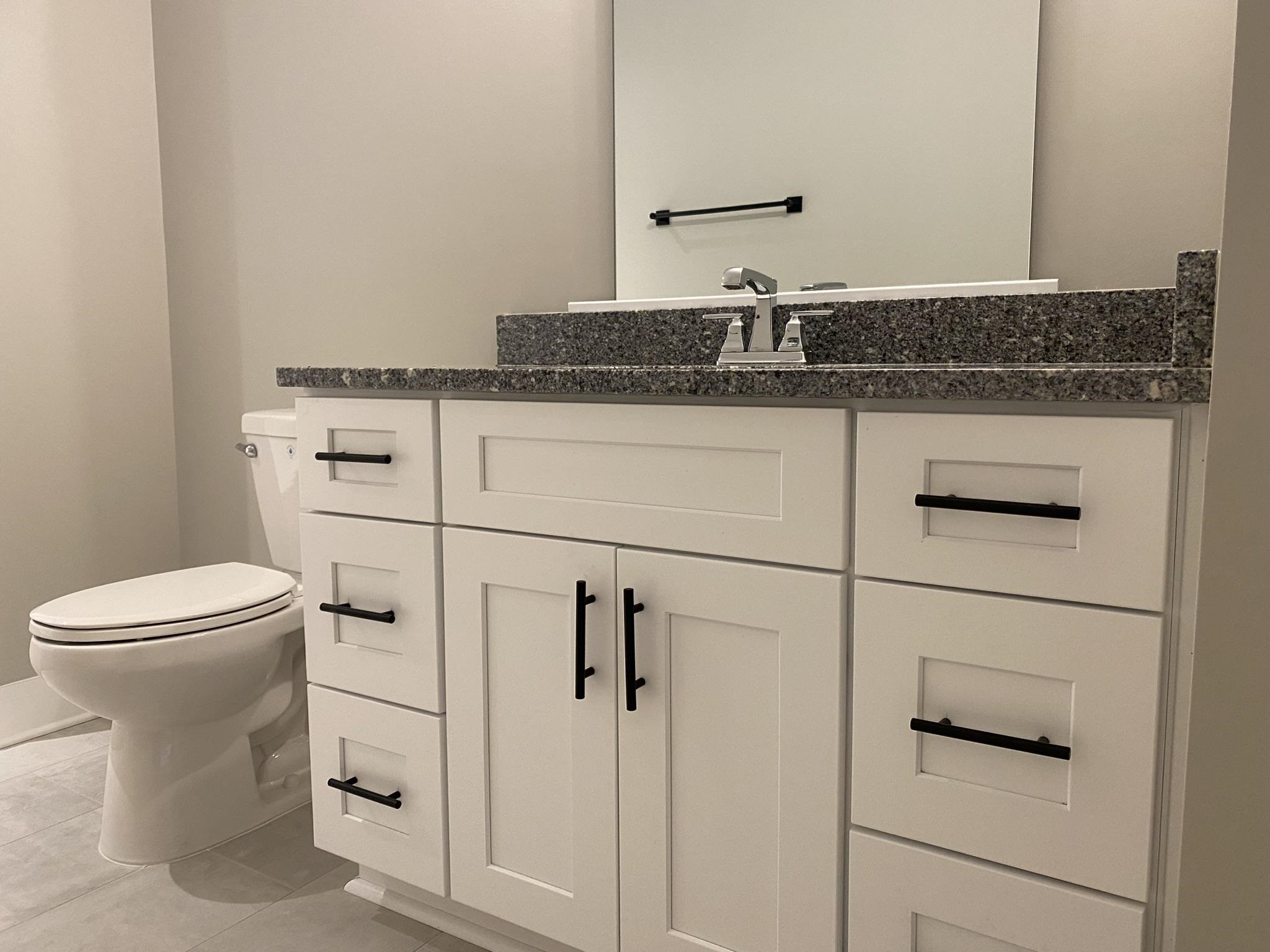 75 Buckstone Place Willow Spring, NC 27592 - Photo 27 of 32 a bathroom with a granite countertop sink and toilet