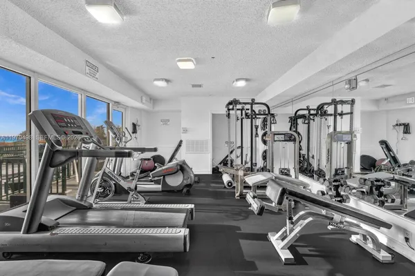 a view of a room with gym equipment