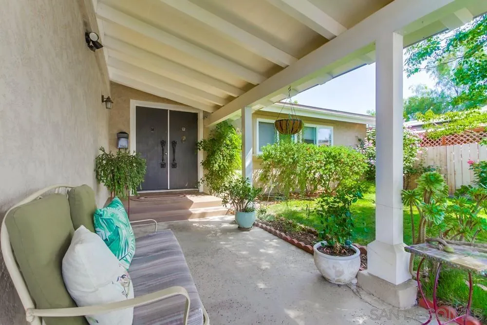 a view of porch with seating space