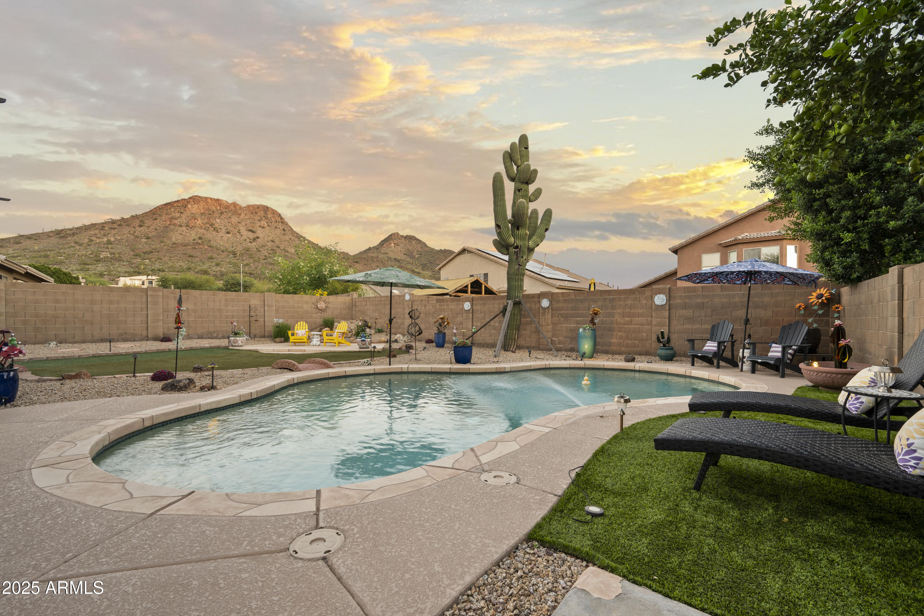 6419 West Briles Road Phoenix, AZ 85083 - Photo 3 of 28 a view of a lake with a garden and mountain view
