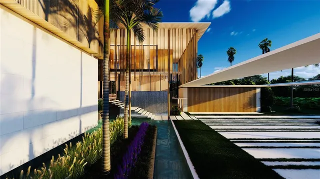 a view of balcony with wooden floor and door