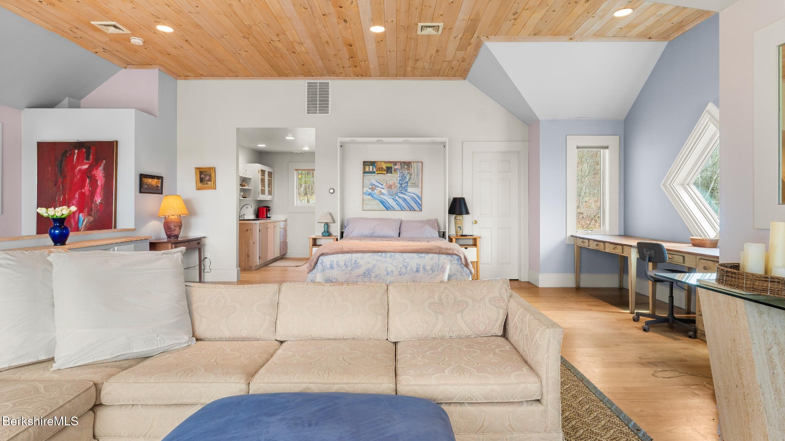 169 Mt Hunger Road Monterey, MA 01245 - Photo 41 of 47 LIVING ROOM, BED, OFFICE AND KITCHEN