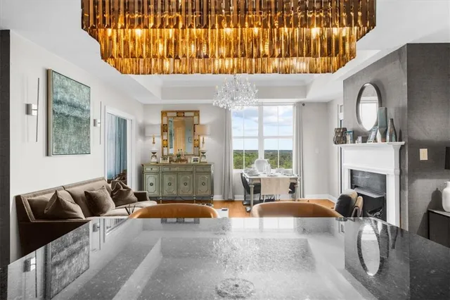 a bedroom with a large bed and a couch