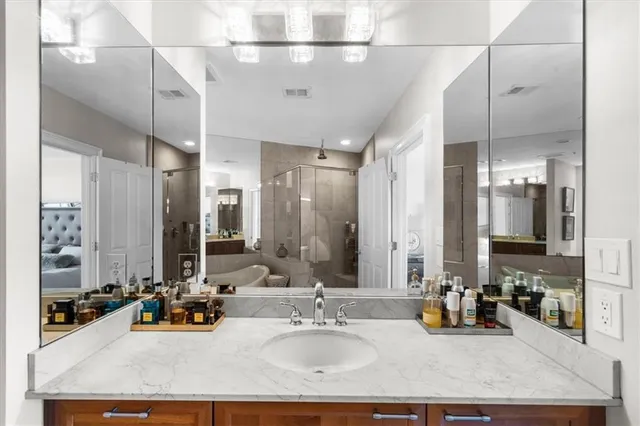 a view of hallway with furniture and a window