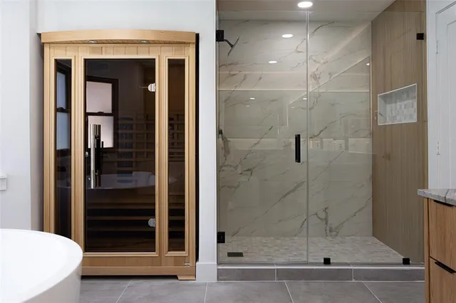 a bathroom with a shower