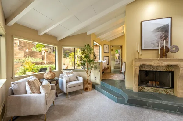 a spacious bathroom with a double vanity sink and a mirror