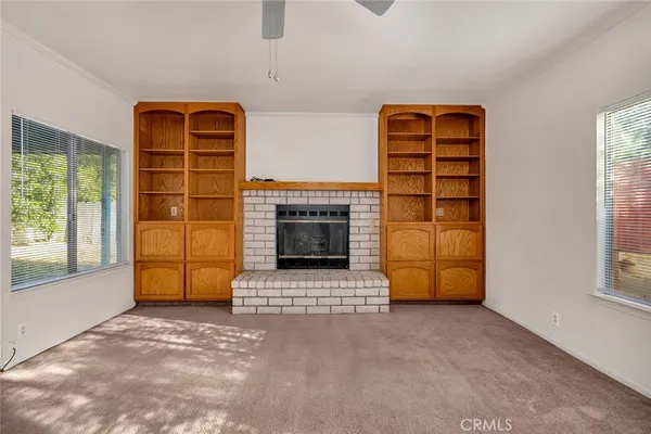 a view of a livingroom with a fireplace