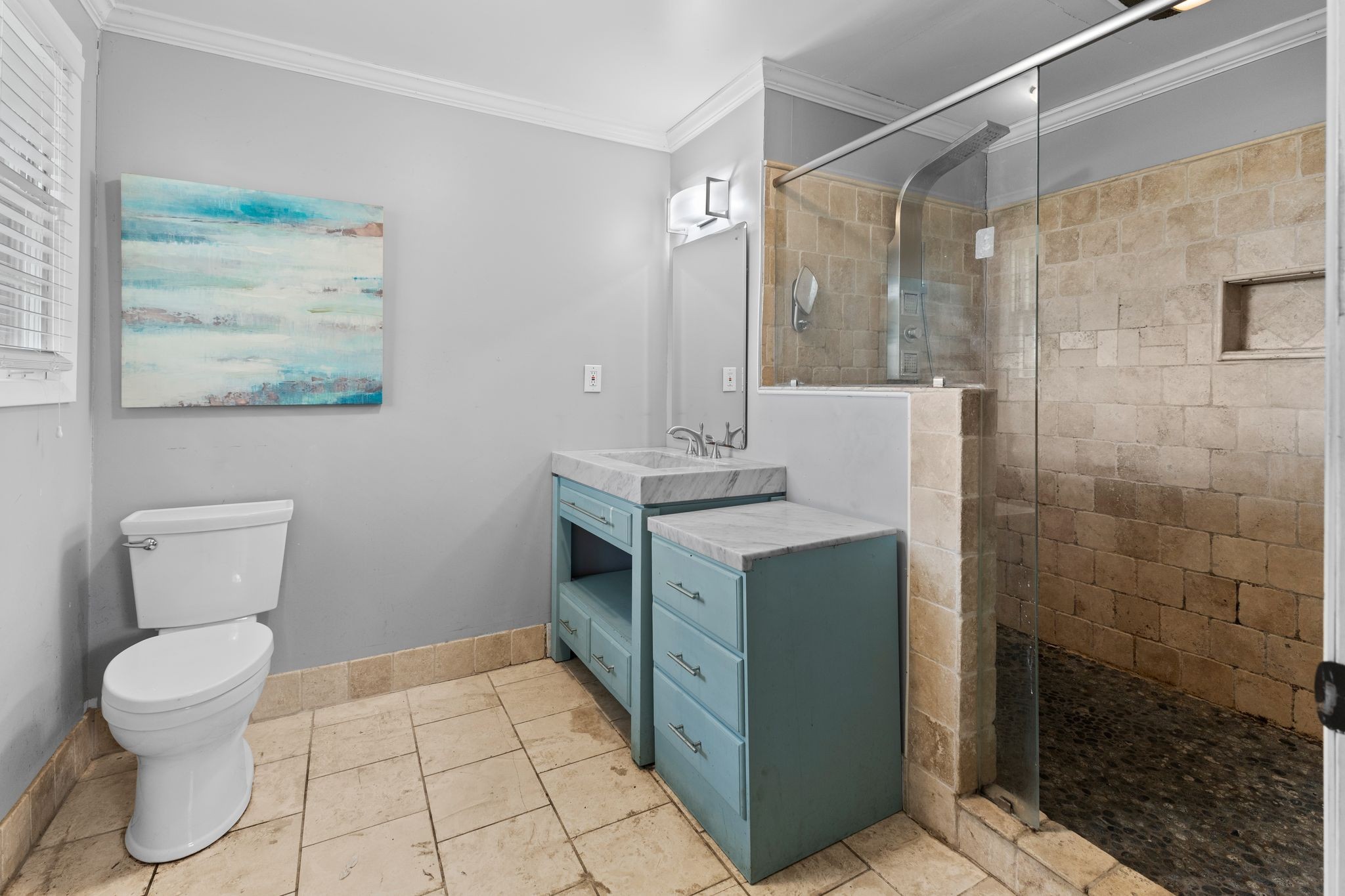 483 Franklin Road Franklin, TN 37069 - Photo 21 of 48 a bathroom with a granite countertop sink a toilet and a shower