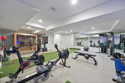 a view of a room with gym equipment