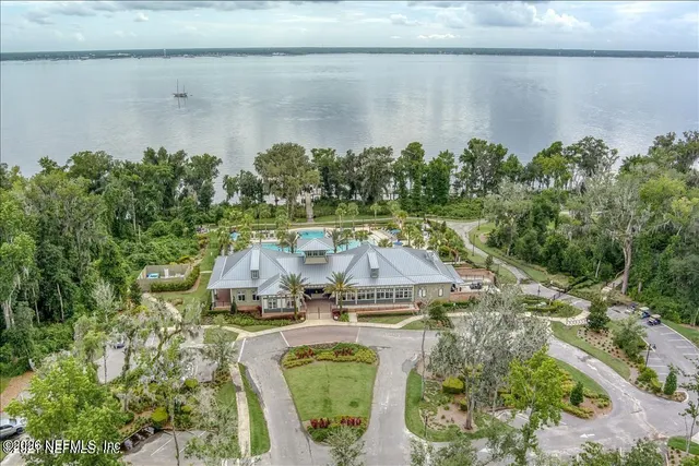 a view of a lake with outdoor space