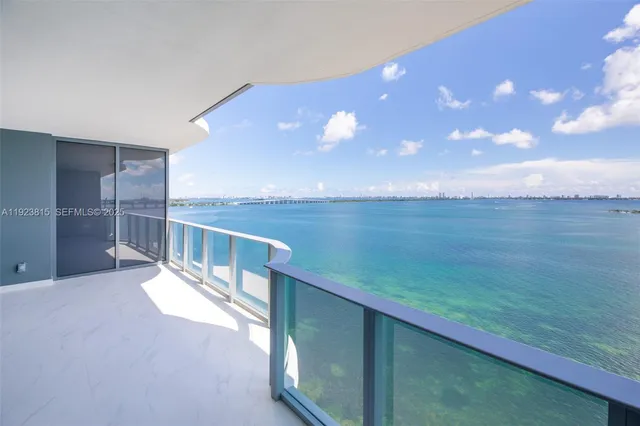 a view of lake from a balcony