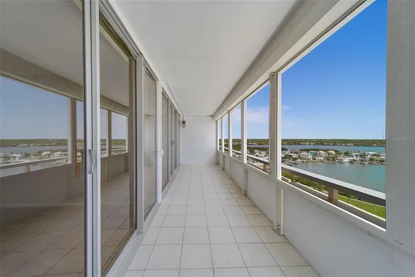 a view of balcony and ocean view