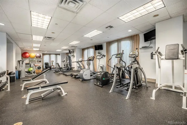 a view of a room with gym equipment