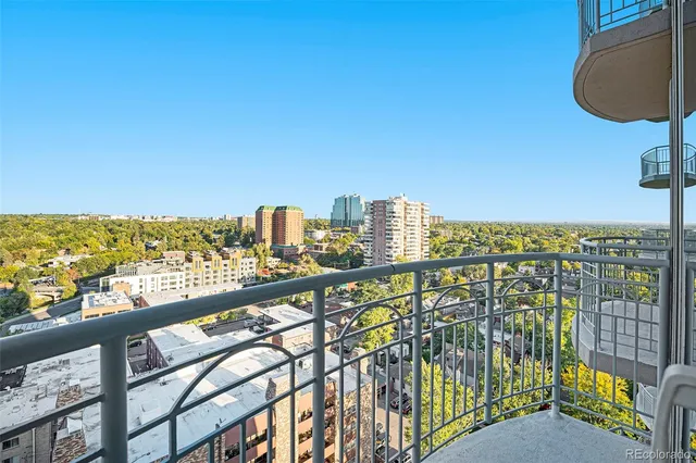 a view of city from a balcony
