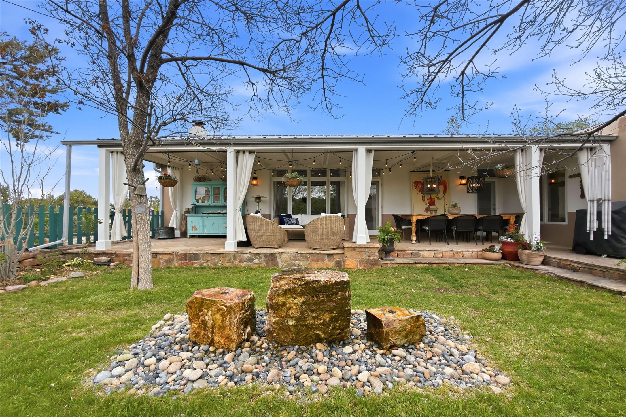 55 Paseo Del Rancho Santa Fe, NM 87506 - Photo 32 of 61 South facing portal and Fountain