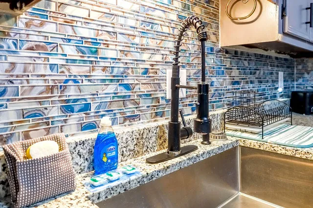 a view of a lake with a city view