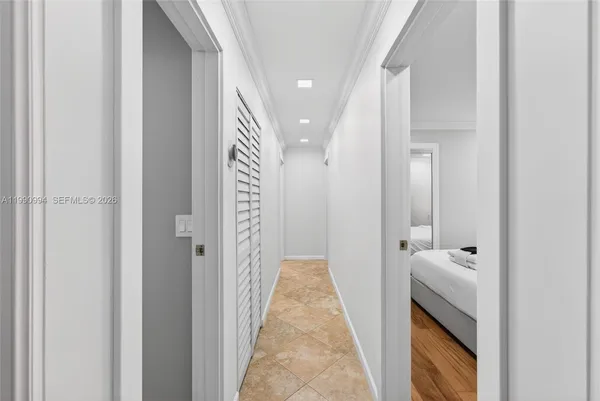 a view of hallway with shower