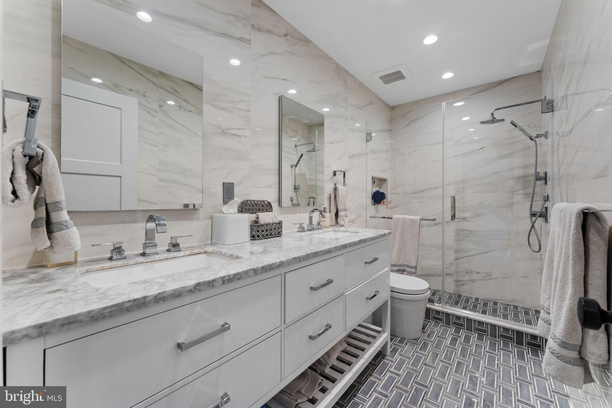 50 Woodside Road, Unit 2 Ardmore, PA 19003 - Photo 29 of 35 Hall Bath with Large Vanity and Shower