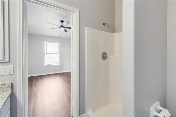 a view of a bathroom from a bathroom