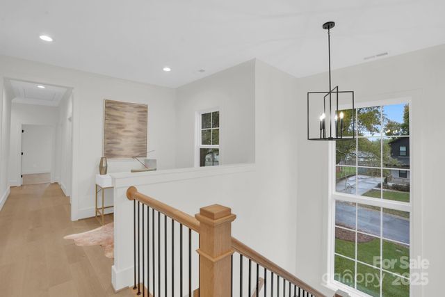 a view of a room with windows