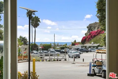 a porch with seating space