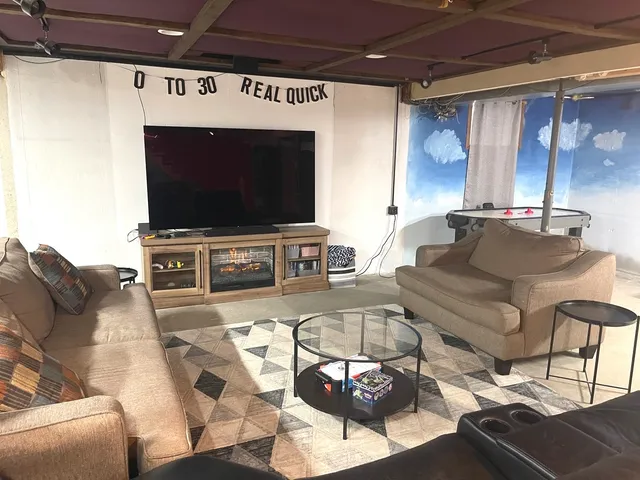 a living room with furniture