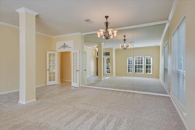 a view of livingroom with chandelier